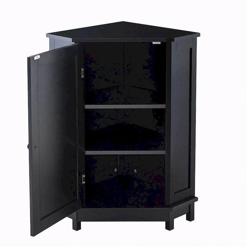 Meuble de rangement d'angle de salle de bain triangulaire avec étagère réglable
