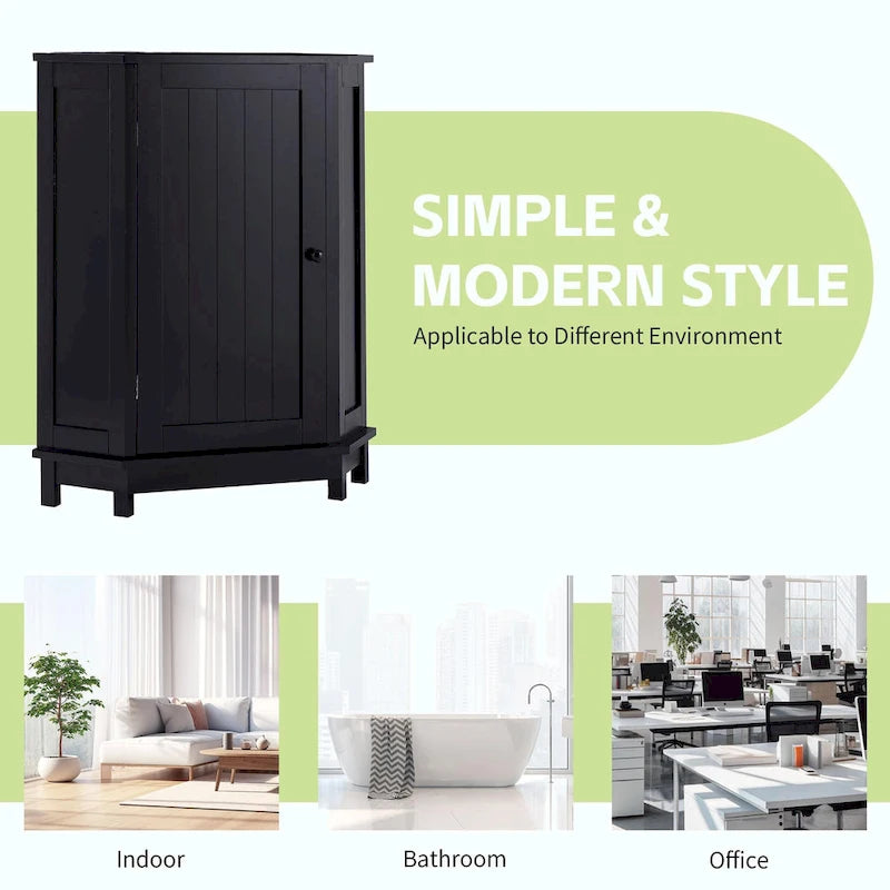 Meuble de rangement d'angle de salle de bain triangulaire avec étagère réglable