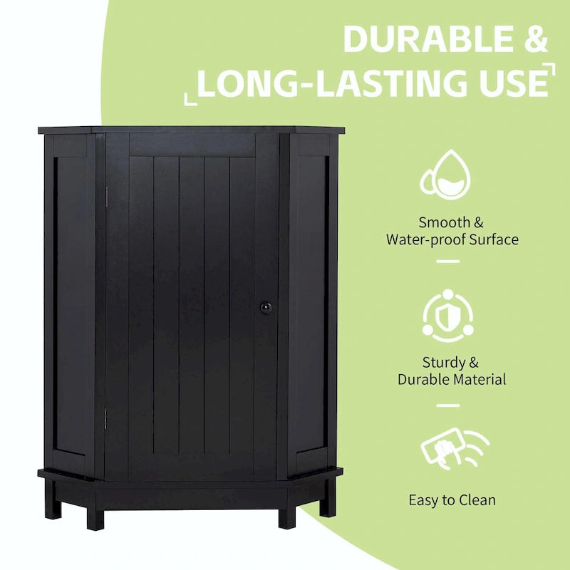 Meuble de rangement d'angle de salle de bain triangulaire avec étagère réglable