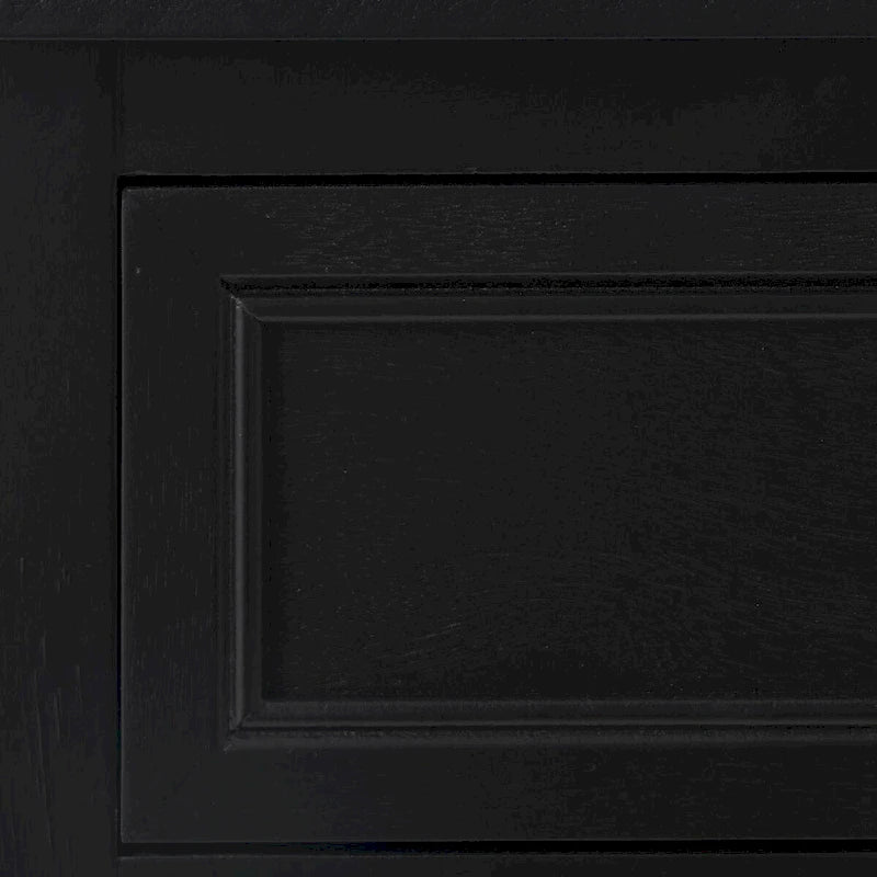 Meuble de rangement en bois fait main 1 tiroir et 1 porte avec façade en rotin - Noir - Décoration Roche River