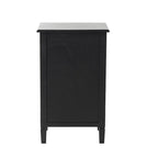 Meuble de rangement en bois fait main 1 tiroir et 1 porte avec façade en rotin - Noir - Décoration Roche River