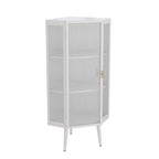 Meuble d'angle 22,25 pour salle de bain, salon et chambre à coucher, trois niveaux avec portes en verre trempé et étagères de rangement