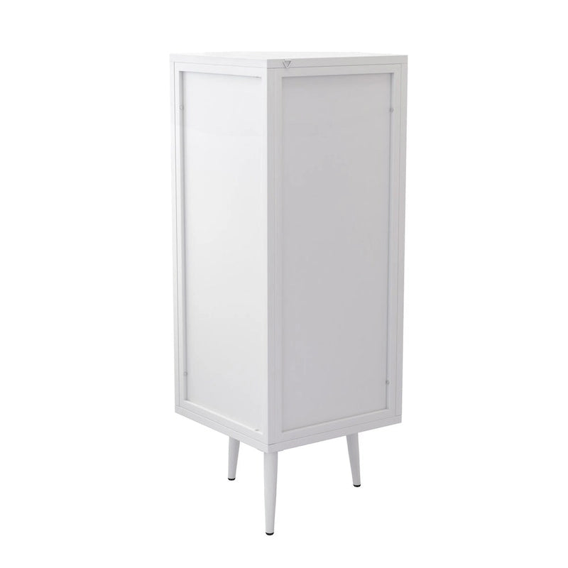 Meuble d'angle 22,25 pour salle de bain, salon et chambre à coucher, trois niveaux avec portes en verre trempé et étagères de rangement