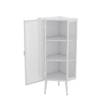 Meuble d'angle 22,25 pour salle de bain, salon et chambre à coucher, trois niveaux avec portes en verre trempé et étagères de rangement