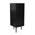 Meuble d'angle 22,25 pour salle de bain, salon et chambre à coucher, trois niveaux avec portes en verre trempé et étagères de rangement