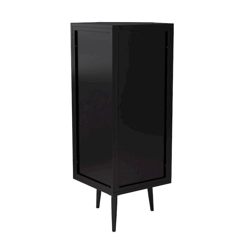 Meuble d'angle 22,25 pour salle de bain, salon et chambre à coucher, trois niveaux avec portes en verre trempé et étagères de rangement