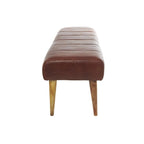 Banc capitonné en cuir avec pieds en bois - Marron - Roche River Decor