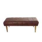 Banc capitonné en cuir avec pieds en bois - Marron - Roche River Decor