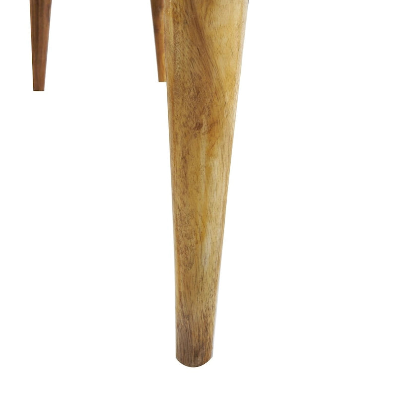 Banc capitonné en cuir avec pieds en bois - Marron - Roche River Decor