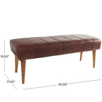 Banc capitonné en cuir avec pieds en bois - Marron - Roche River Decor