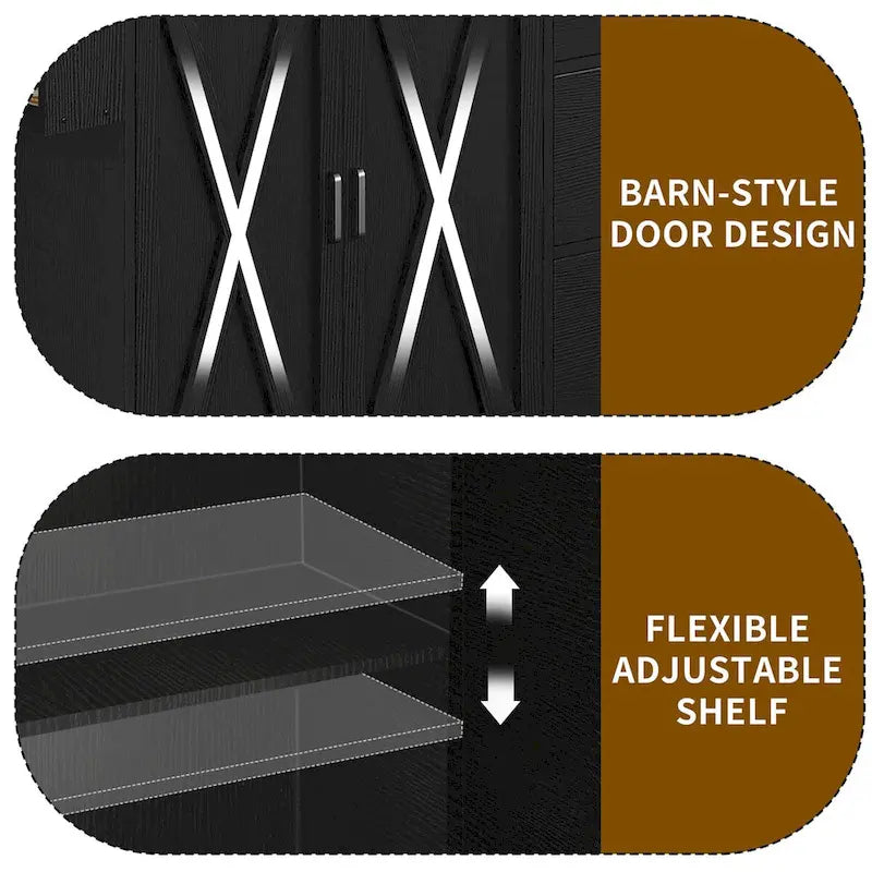 Grand îlot de cuisine roulant Moasis avec prise de courant et lumière LED, armoire de rangement avec étagère haute