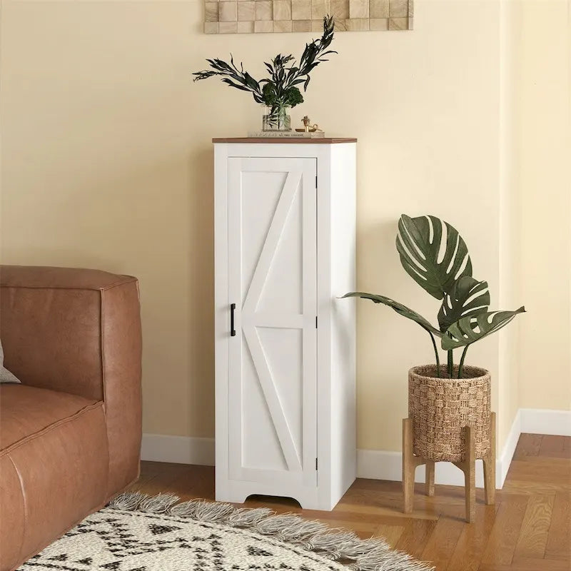 Meuble de rangement de ferme avec étagère, Armoire d'appoint avec porte de grange unique