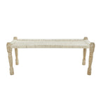 Banc d'intérieur fait main en tissu de coton tissé à motif chevrons avec pieds en bois de manguier clair - Beige - Roche River Decor