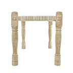 Banc d'intérieur fait main en tissu de coton tissé à motif chevrons avec pieds en bois de manguier clair - Beige - Roche River Decor