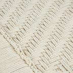 Banc d'intérieur fait main en tissu de coton tissé à motif chevrons avec pieds en bois de manguier clair - Beige - Roche River Decor