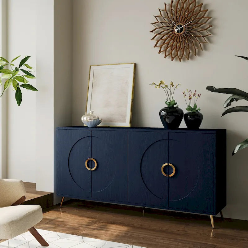 Meuble bas laqué moderne à 4 portes en bois