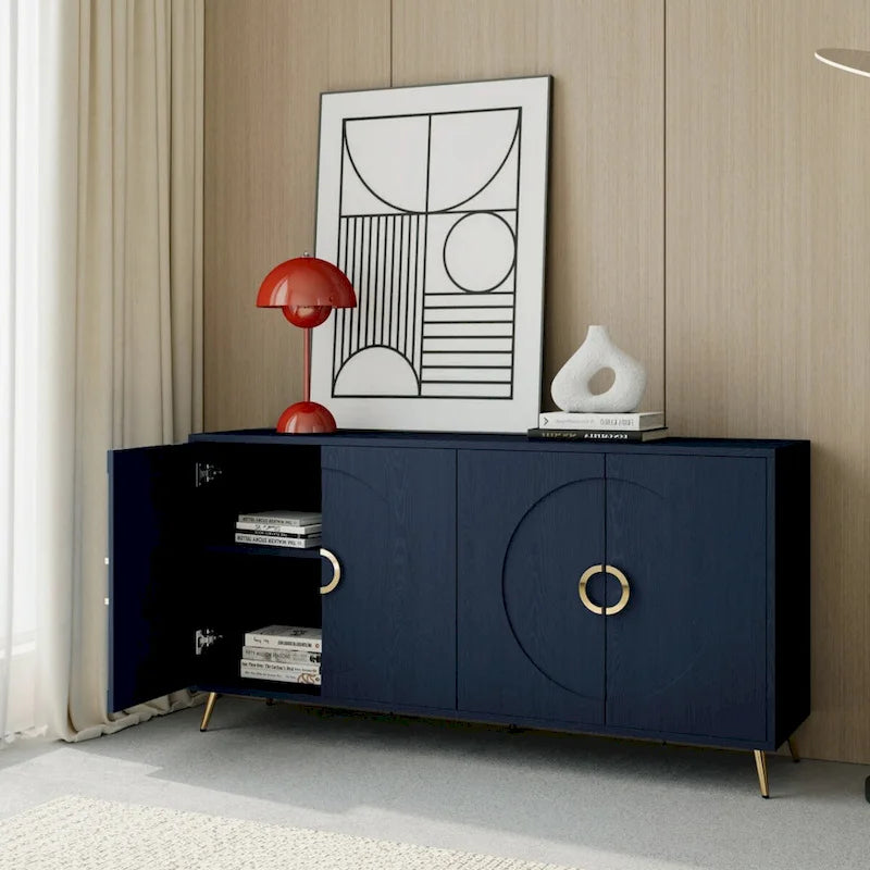 Meuble bas laqué moderne à 4 portes en bois