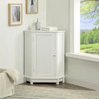 Meuble de salle de bain blanc d'angle triangulaire avec étagère réglable en MDF de style moderne