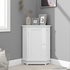 Meuble de salle de bain blanc d'angle triangulaire avec étagère réglable en MDF de style moderne