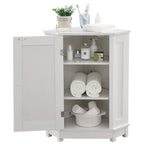 Meuble de salle de bain blanc d'angle triangulaire avec étagère réglable en MDF de style moderne