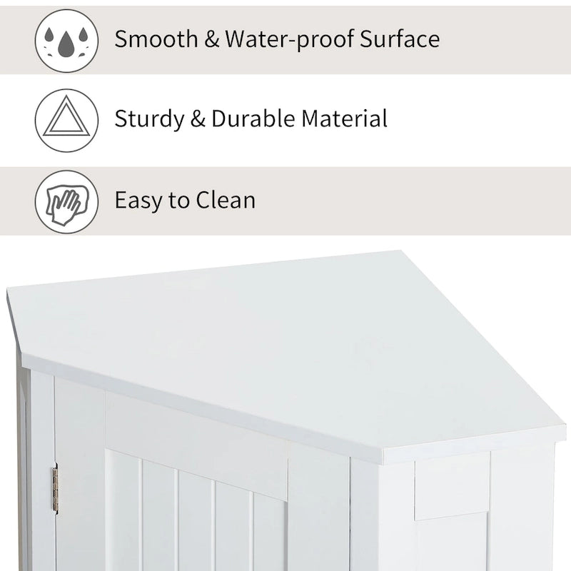 Meuble de salle de bain blanc d'angle triangulaire avec étagère réglable en MDF de style moderne
