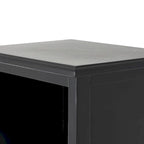 Meuble de rangement en bois 3 étagères et 2 tiroirs avec façade en rotin - Noir - Roche River Décor