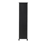 Meuble de rangement en bois 3 étagères et 2 tiroirs avec façade en rotin - Noir - Roche River Décor