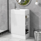 Meuble-lavabo de salle de bain avec étagère à deux niveaux