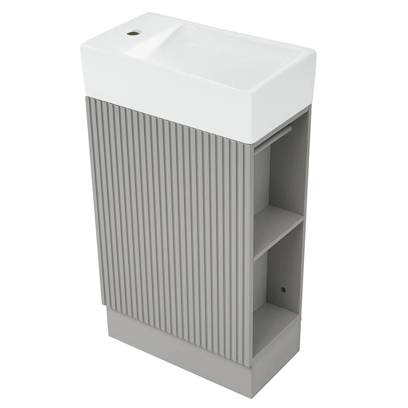 Meuble-lavabo de salle de bain avec étagère à deux niveaux