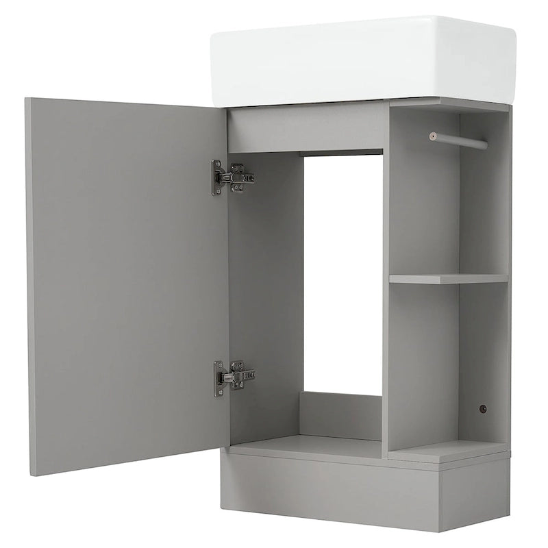 Meuble-lavabo de salle de bain avec étagère à deux niveaux