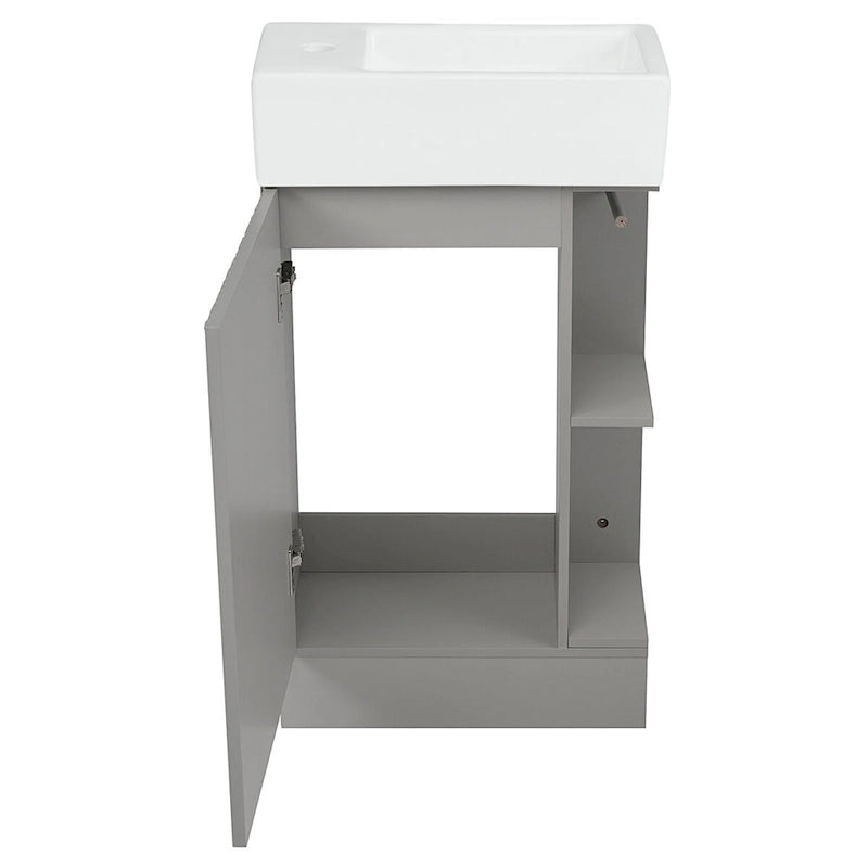 Meuble-lavabo de salle de bain avec étagère à deux niveaux