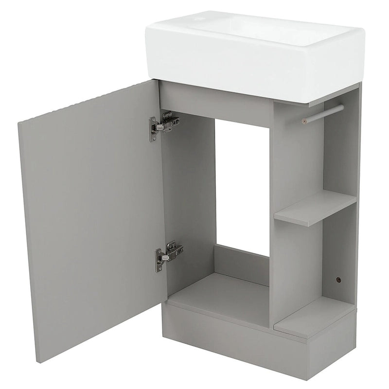 Meuble-lavabo de salle de bain avec étagère à deux niveaux