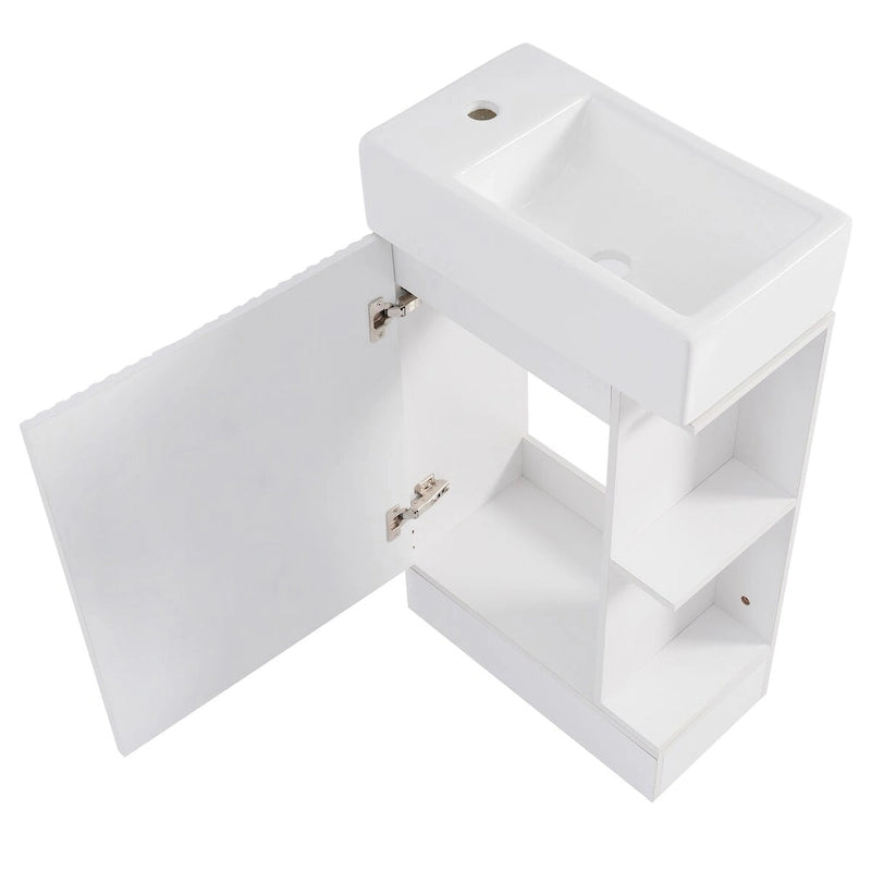 Meuble-lavabo de salle de bain avec étagère à deux niveaux