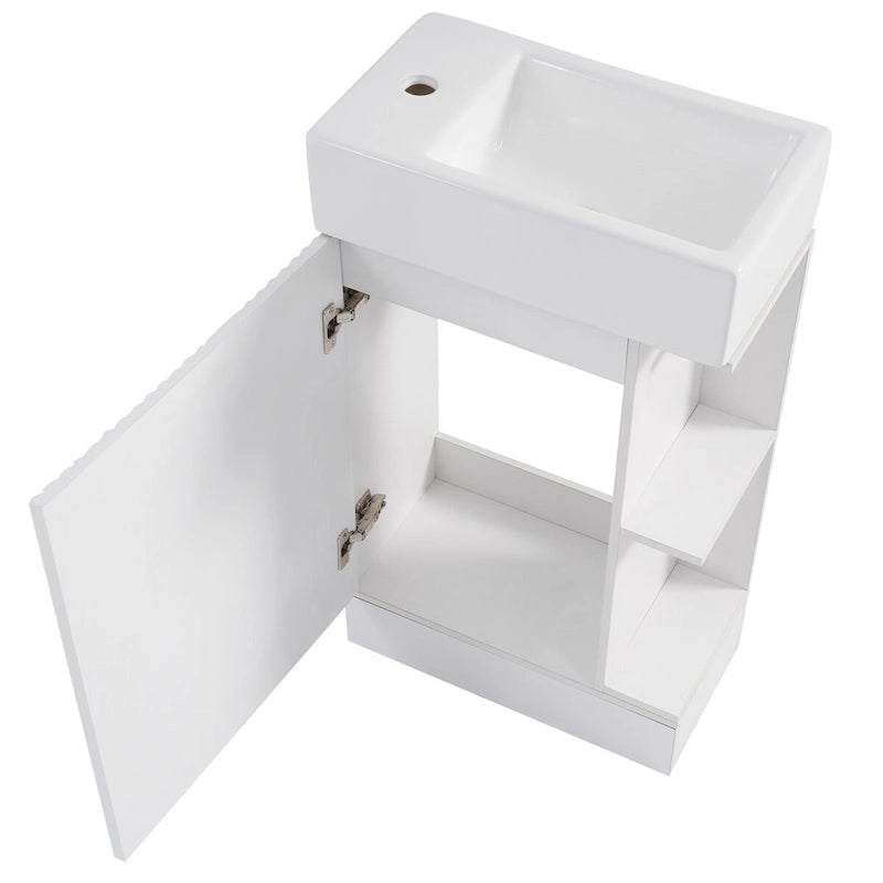 Meuble-lavabo de salle de bain avec étagère à deux niveaux