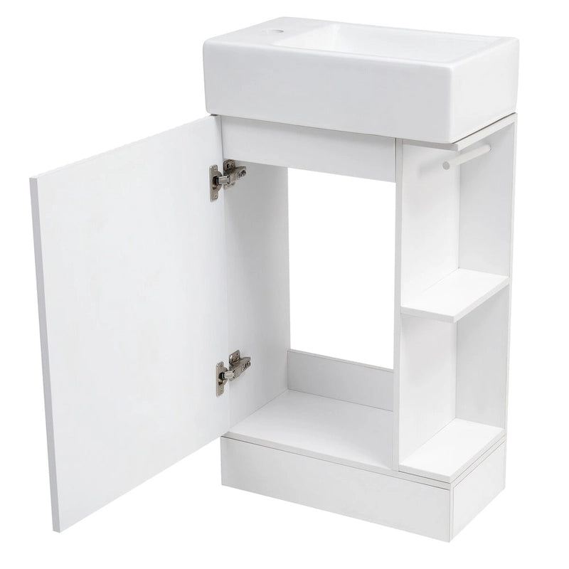 Meuble-lavabo de salle de bain avec étagère à deux niveaux