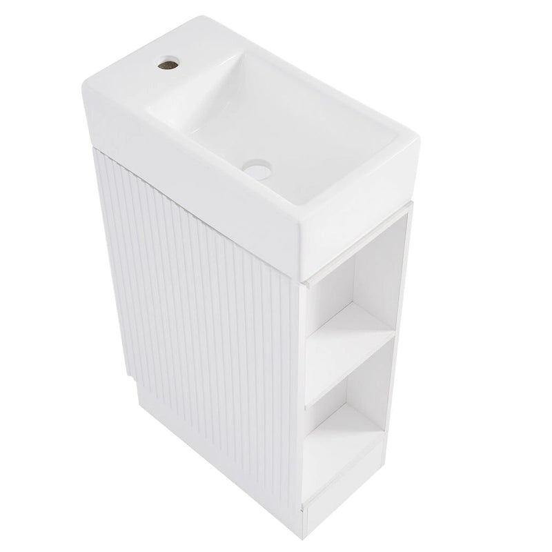 Meuble-lavabo de salle de bain avec étagère à deux niveaux