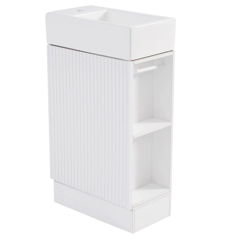 Meuble-lavabo de salle de bain avec étagère à deux niveaux