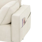Canapé deux places capitonné en velours de 142 cm avec siège capitonné et poches de rangement latérales