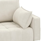 Canapé deux places capitonné en velours de 142 cm avec siège capitonné et poches de rangement latérales