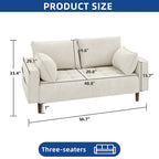Canapé deux places capitonné en velours de 142 cm avec siège capitonné et poches de rangement latérales