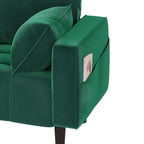 Canapé deux places capitonné en velours de 142 cm avec siège capitonné et poches de rangement latérales