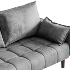 Canapé deux places capitonné en velours de 142 cm avec siège capitonné et poches de rangement latérales