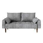 Canapé deux places capitonné en velours de 142 cm avec siège capitonné et poches de rangement latérales