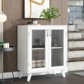 Meuble de rangement moderne pour salle de bain avec 2 portes en verre et étagère réglable Blanc