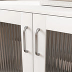 Meuble de rangement moderne pour salle de bain avec 2 portes en verre et étagère réglable Blanc