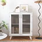 Meuble de rangement moderne pour salle de bain avec 2 portes en verre et étagère réglable Blanc