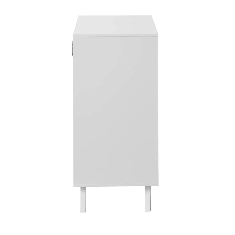 Meuble de rangement moderne pour salle de bain avec 2 portes en verre et étagère réglable Blanc