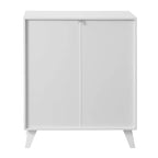 Meuble de rangement moderne pour salle de bain avec 2 portes en verre et étagère réglable Blanc
