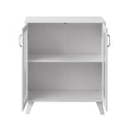 Meuble de rangement moderne pour salle de bain avec 2 portes en verre et étagère réglable Blanc