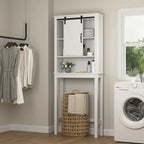Armoire de rangement au-dessus des toilettes, meuble de salle de bain peu encombrant, avec étagères réglables et porte de grange 27,16 x 9,06 x 67 pouces